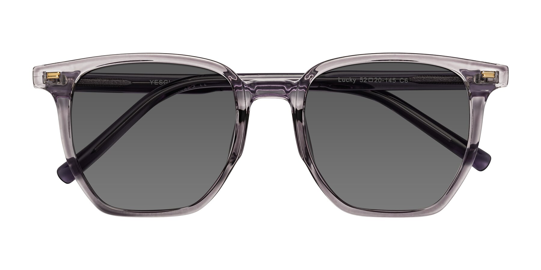 Folded Front of Lucky in Light Purple with Medium Gray Tinted Lenses