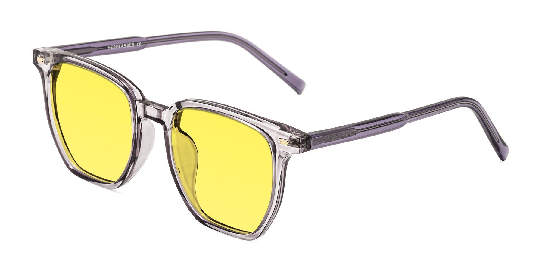 Angle of Lucky in Light Purple with Medium Yellow Tinted Lenses