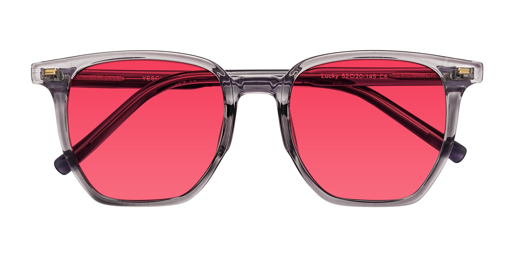 Folded Front of Lucky in Light Purple with Red Tinted Lenses