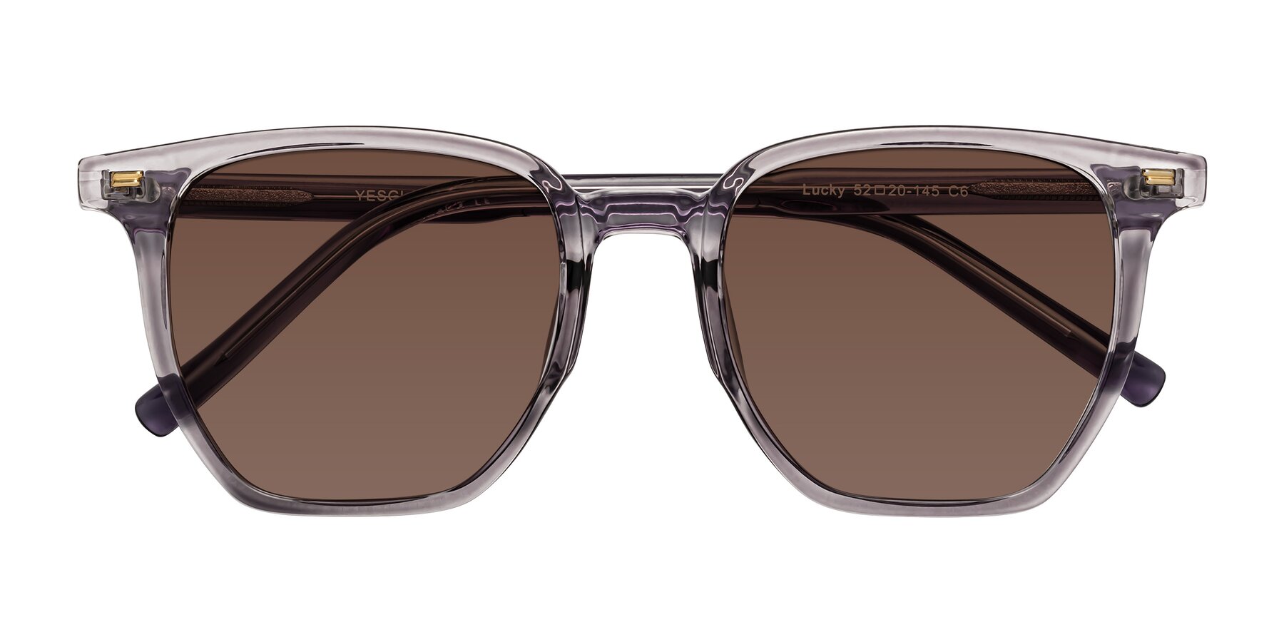 Folded Front of Lucky in Light Purple with Brown Tinted Lenses