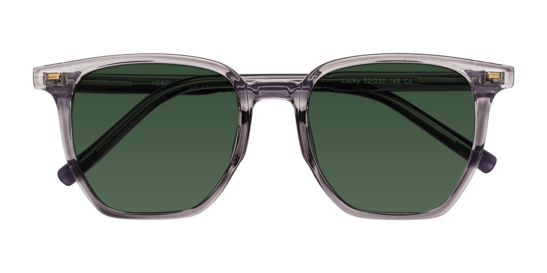 Folded Front of Lucky in Light Purple with Green Tinted Lenses