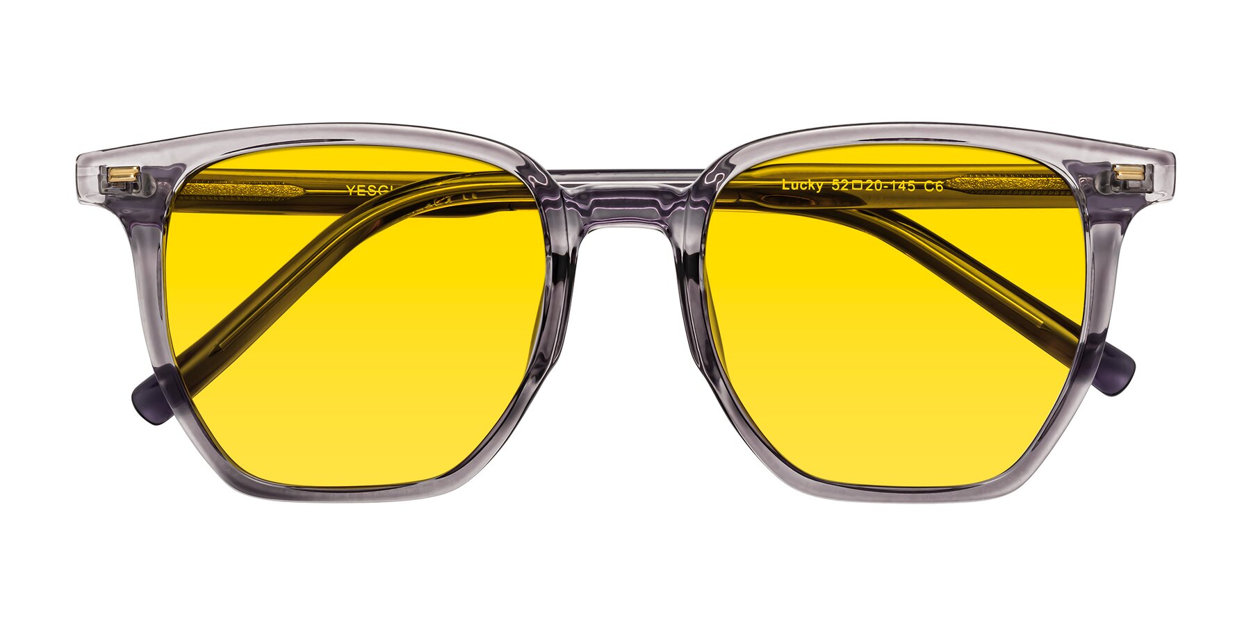 Folded Front of Lucky in Light Purple with Yellow Tinted Lenses