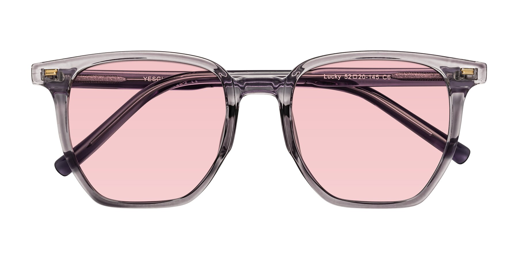 Folded Front of Lucky in Light Purple with Light Garnet Tinted Lenses