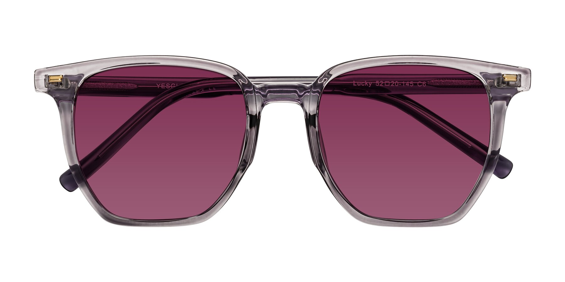 Folded Front of Lucky in Light Purple with Wine Tinted Lenses