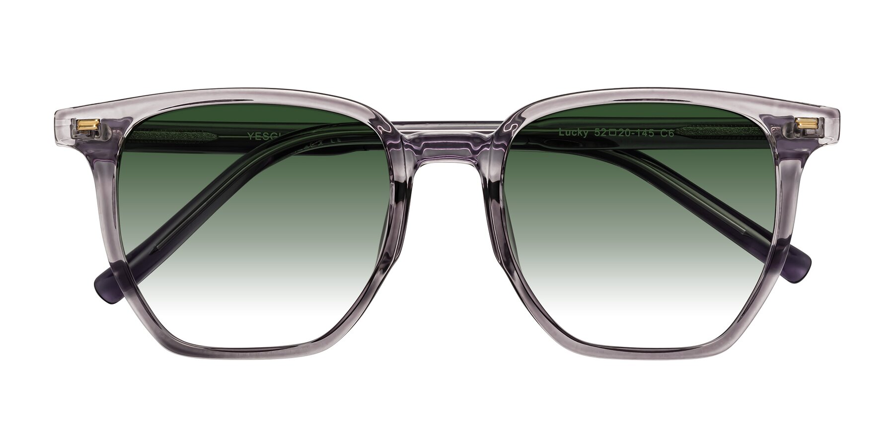 Folded Front of Lucky in Light Purple with Green Gradient Lenses