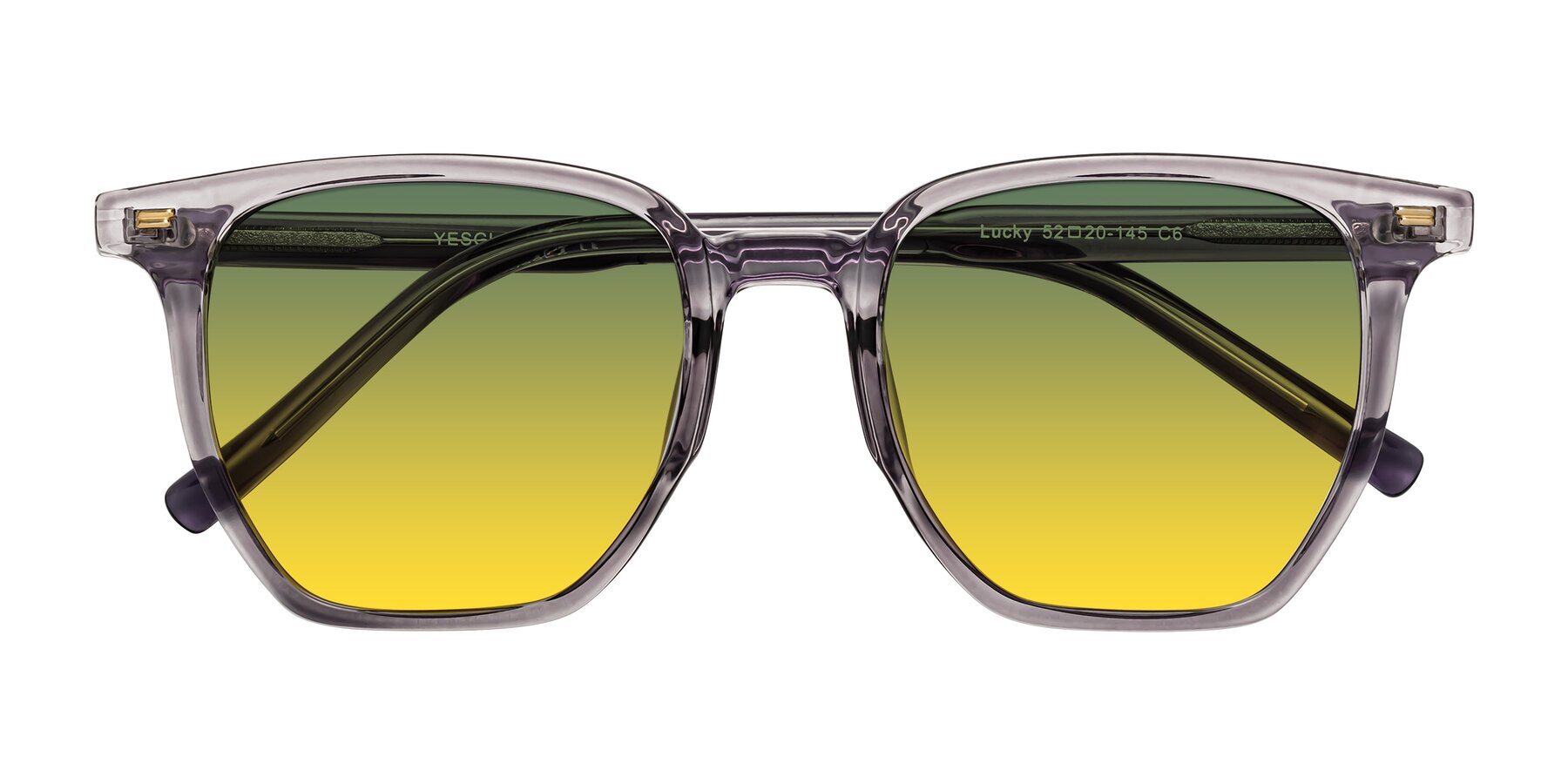 Folded Front of Lucky in Light Purple with Green / Yellow Gradient Lenses