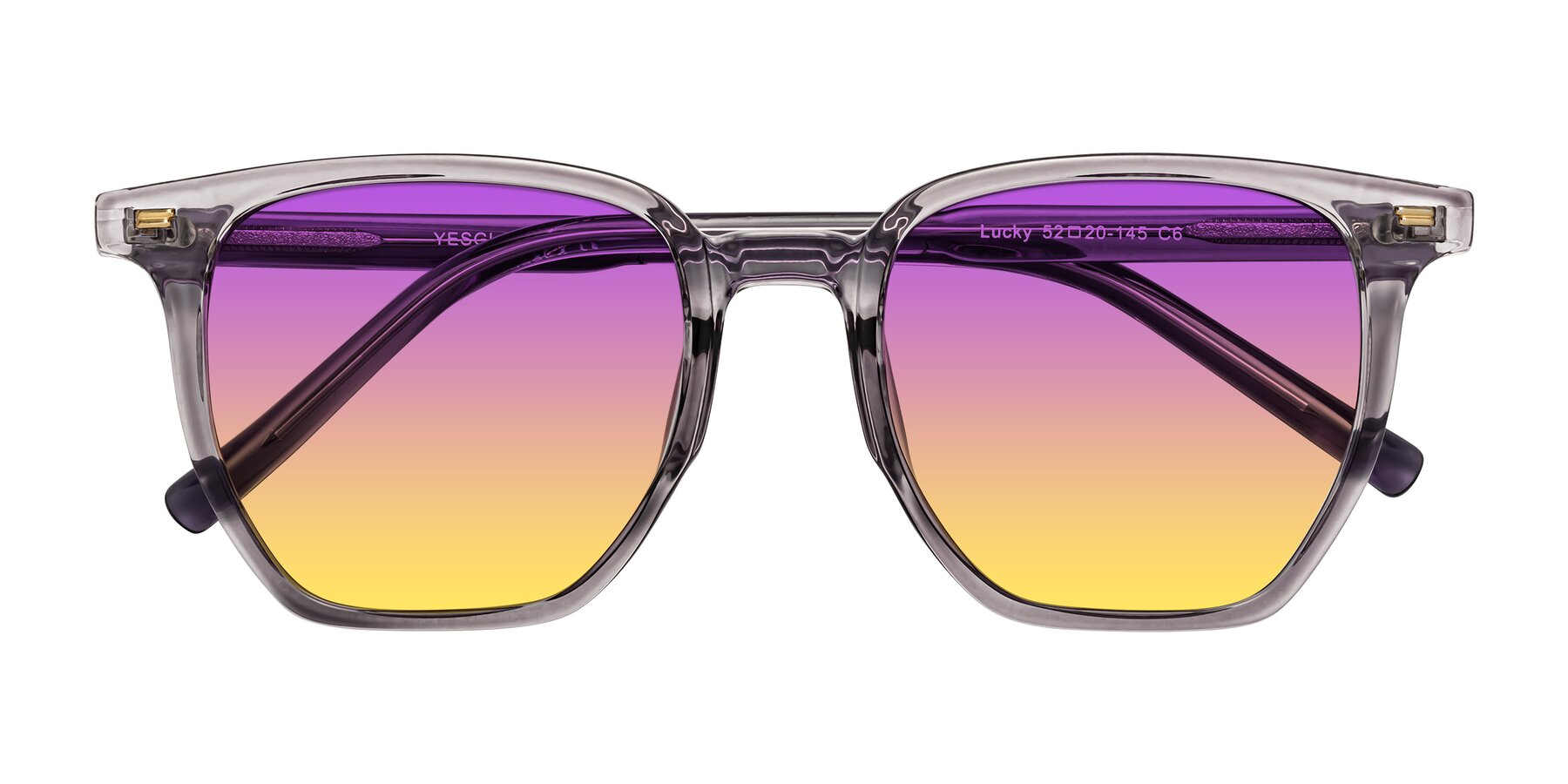 Folded Front of Lucky in Light Purple with Purple / Yellow Gradient Lenses