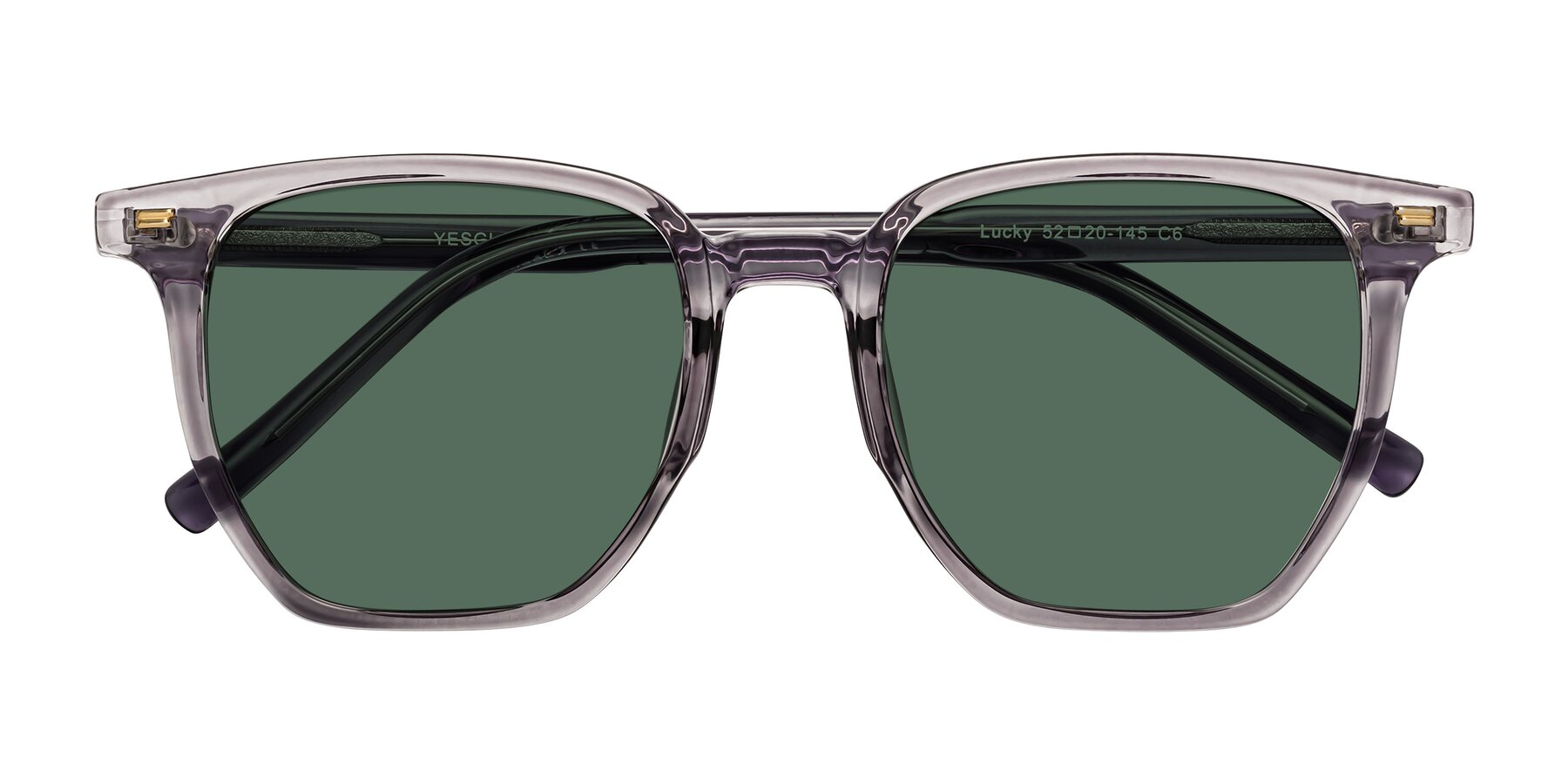 Folded Front of Lucky in Light Purple with Green Polarized Lenses