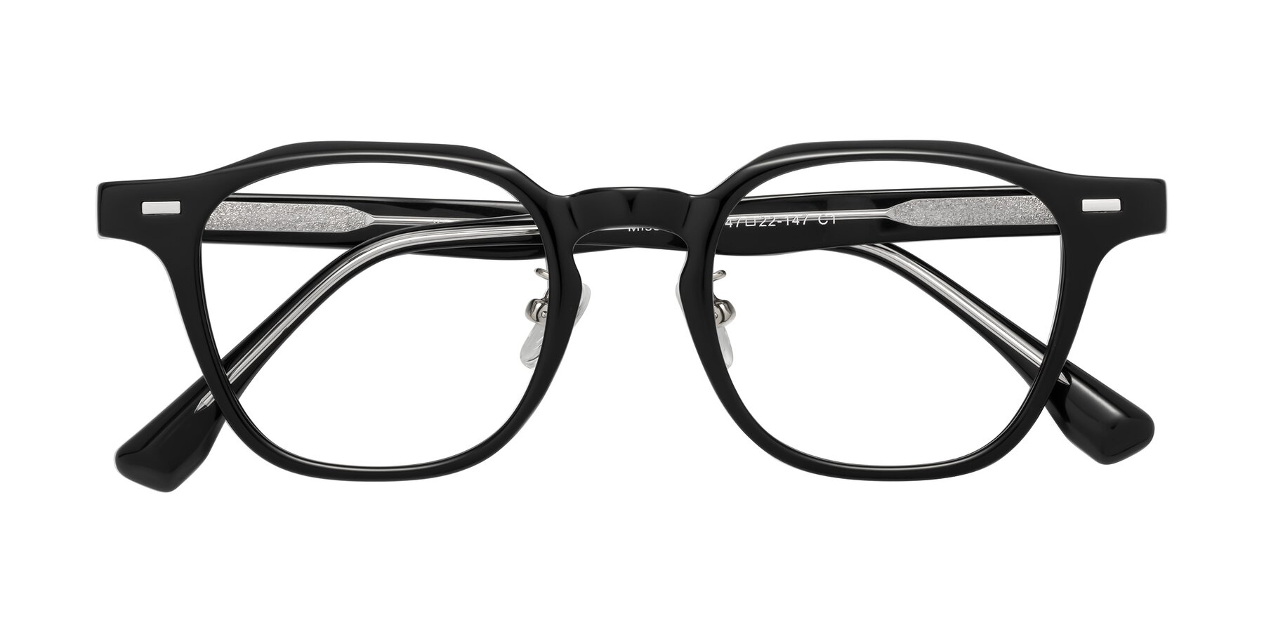 Folded Front of Mississauga in Black with Clear Blue Light Blocking Lenses