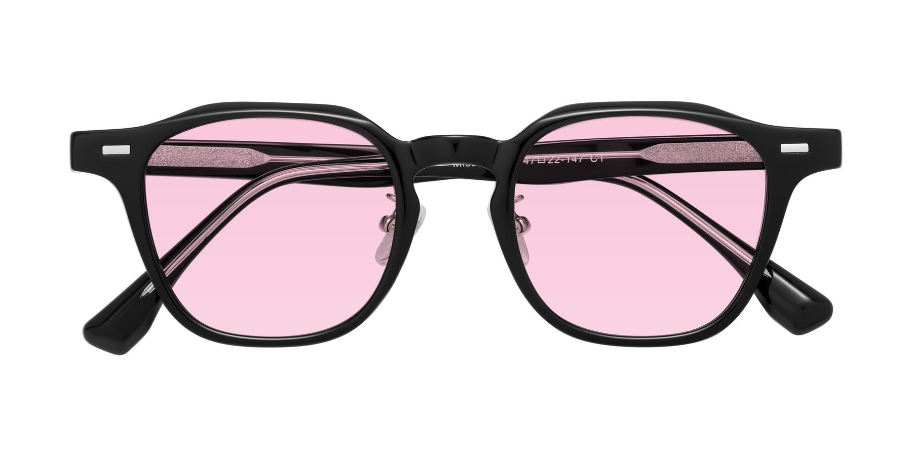 Folded Front of Mississauga in Black with Light Pink Tinted Lenses
