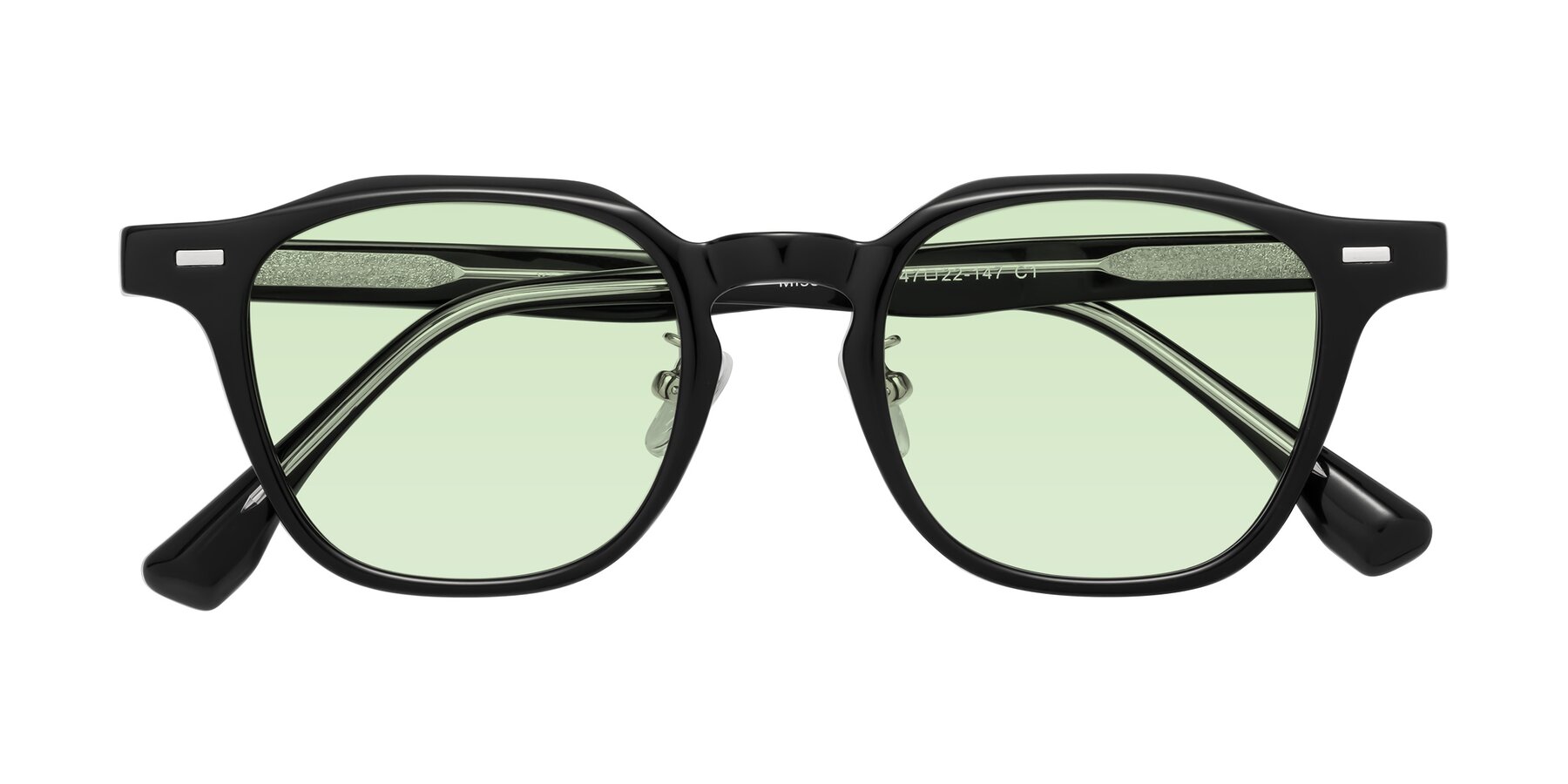 Folded Front of Mississauga in Black with Light Green Tinted Lenses