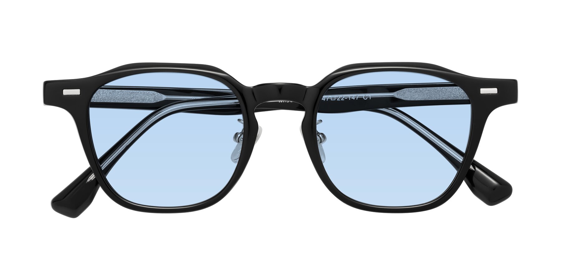 Folded Front of Mississauga in Black with Light Blue Tinted Lenses