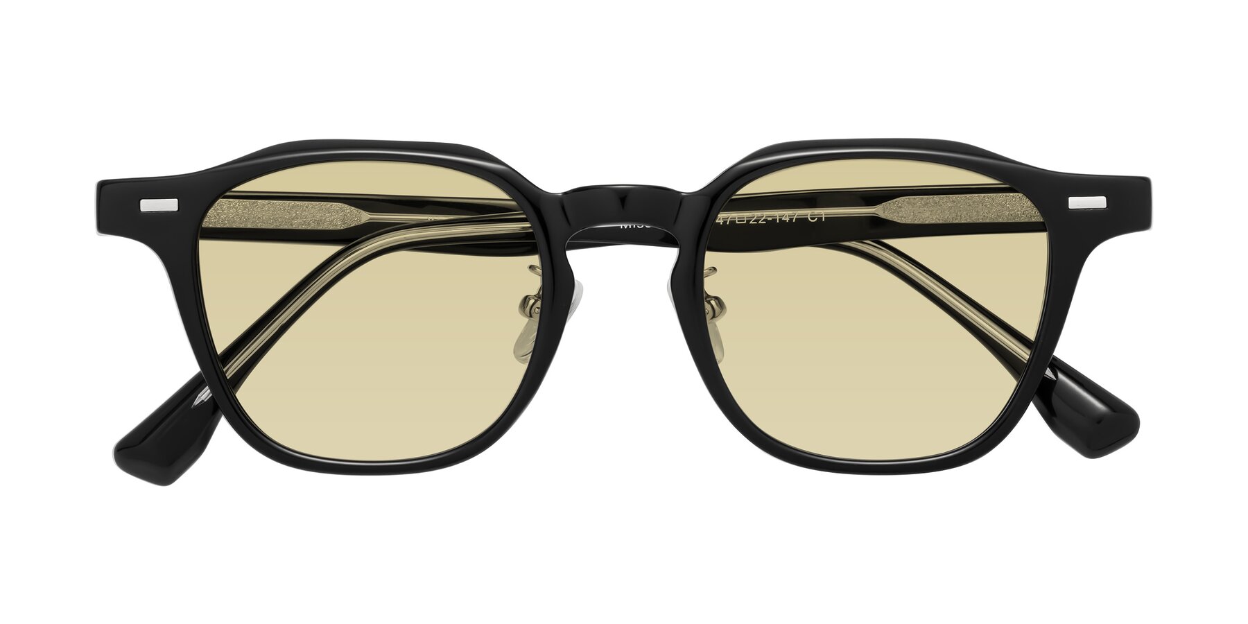 Folded Front of Mississauga in Black with Light Champagne Tinted Lenses
