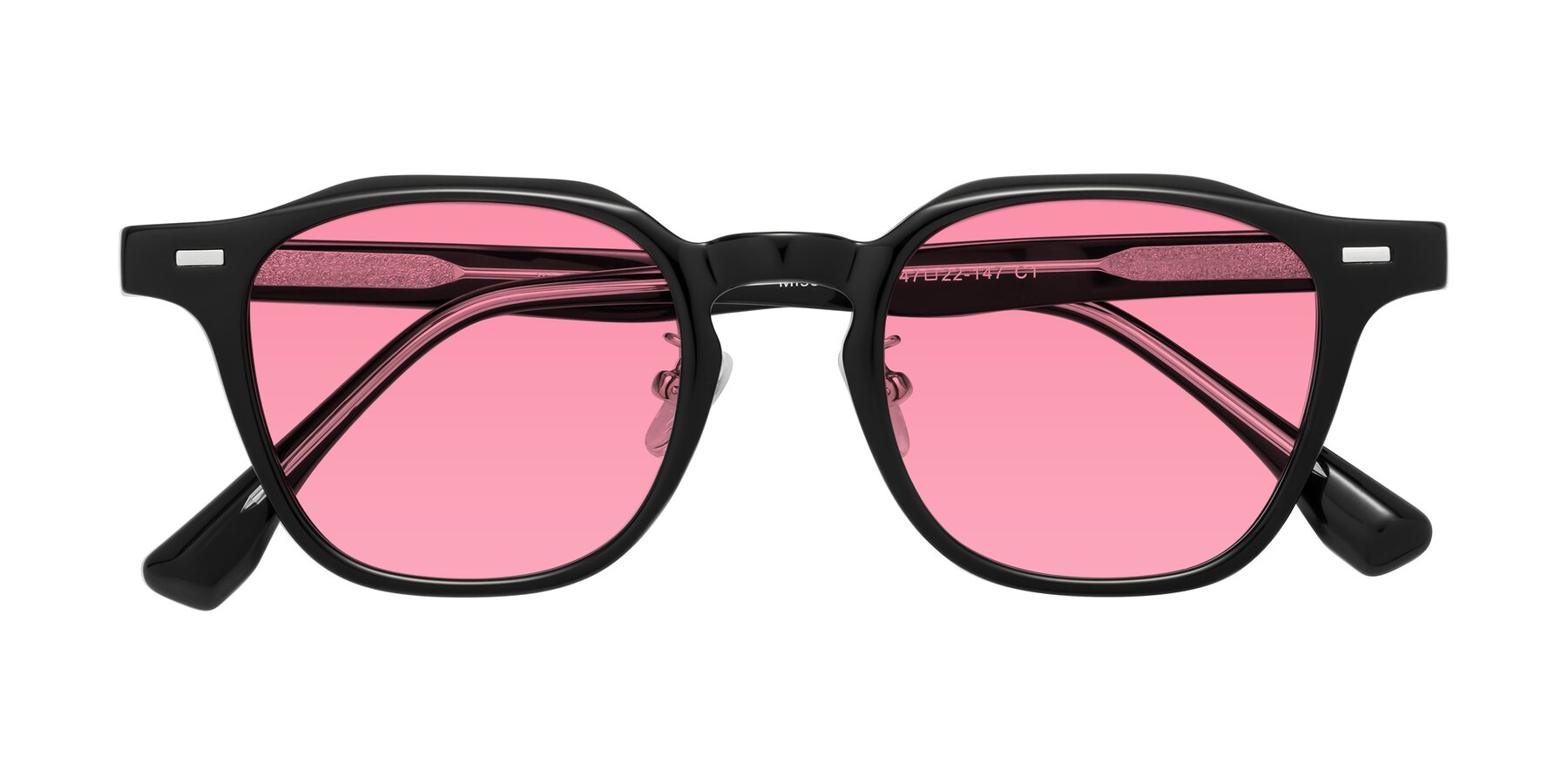 Folded Front of Mississauga in Black with Pink Tinted Lenses