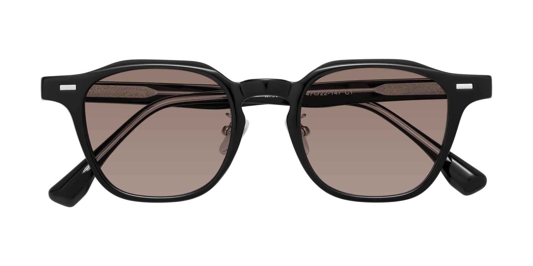 Folded Front of Mississauga in Black with Medium Brown Tinted Lenses