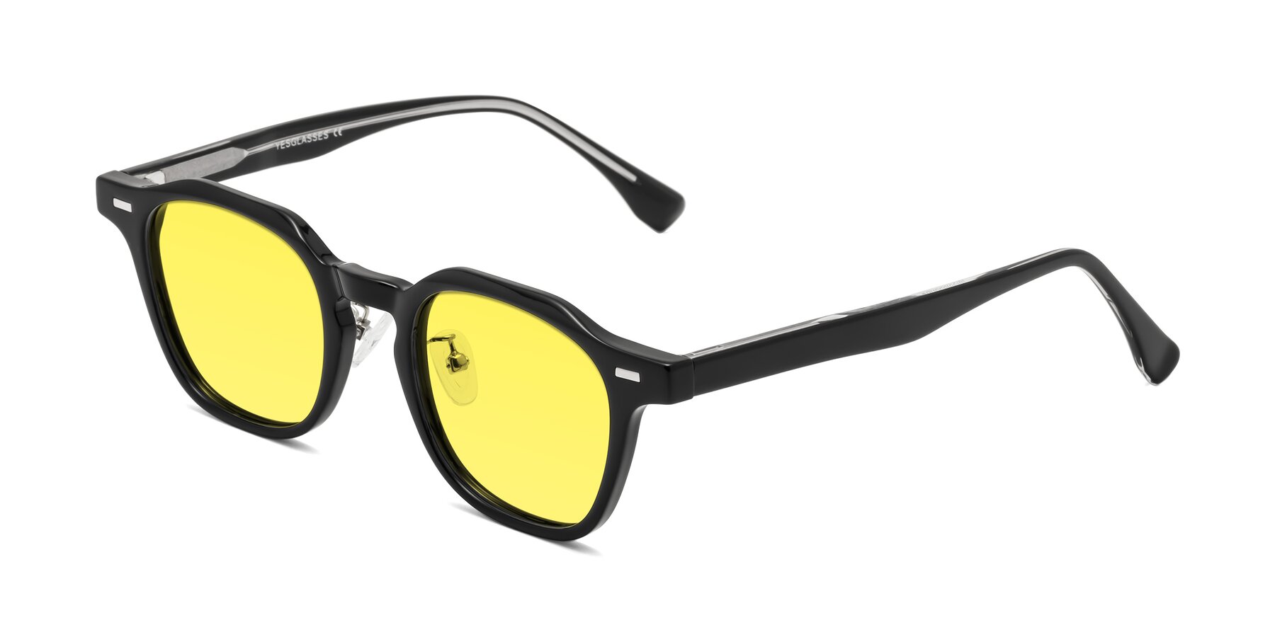 Angle of Mississauga in Black with Medium Yellow Tinted Lenses