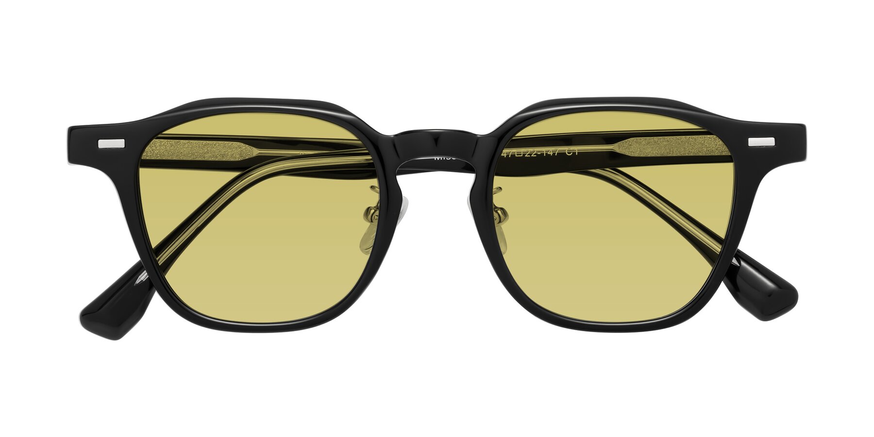 Folded Front of Mississauga in Black with Medium Champagne Tinted Lenses