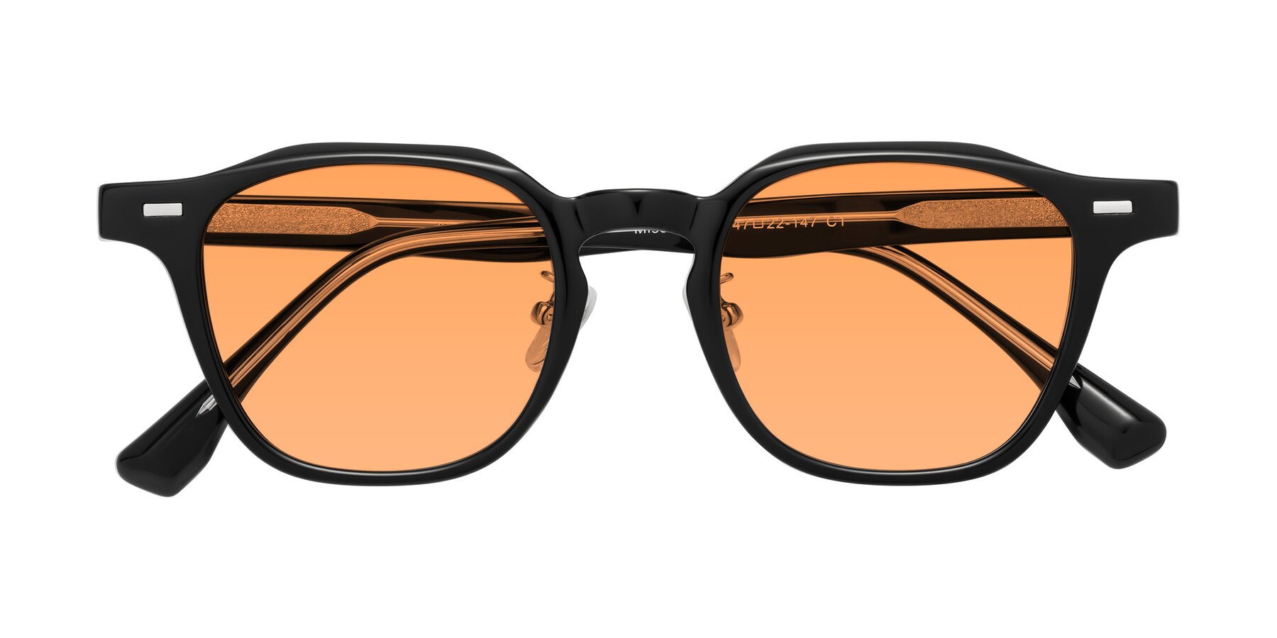 Folded Front of Mississauga in Black with Medium Orange Tinted Lenses