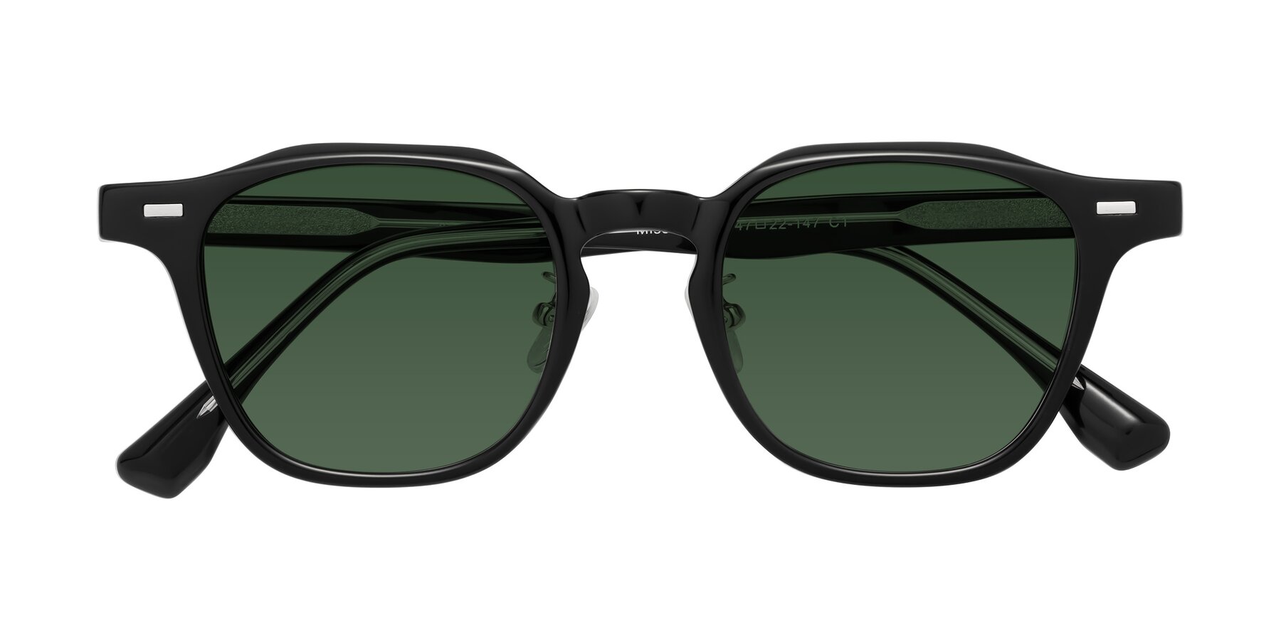 Folded Front of Mississauga in Black with Green Tinted Lenses