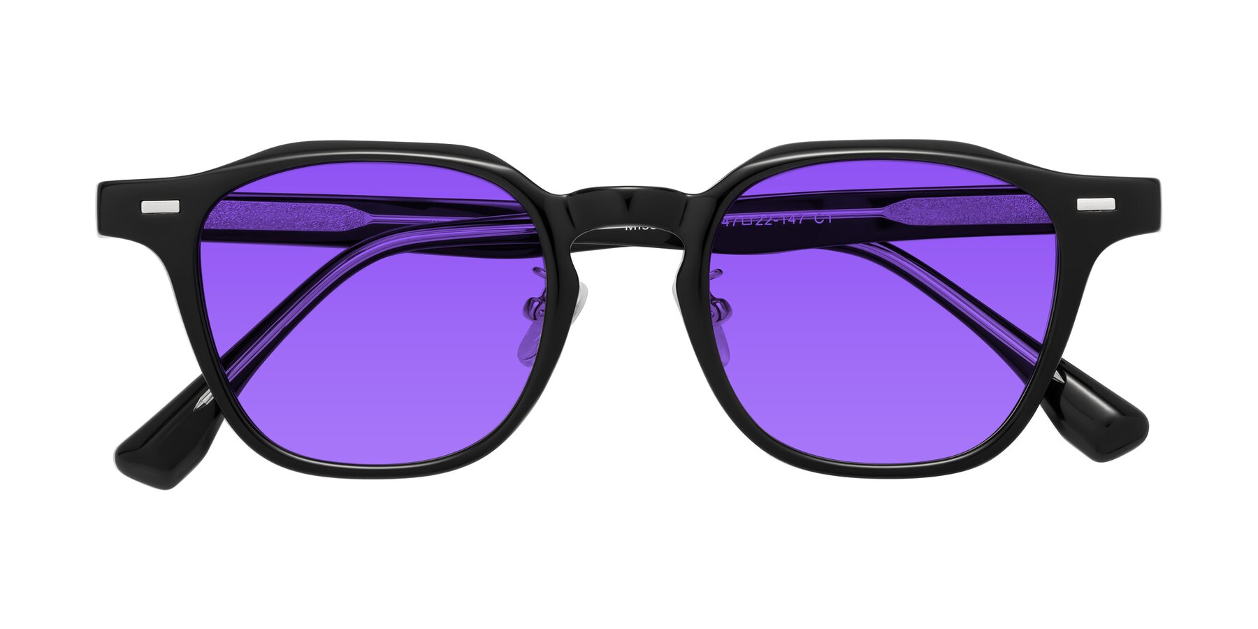 Folded Front of Mississauga in Black with Purple Tinted Lenses