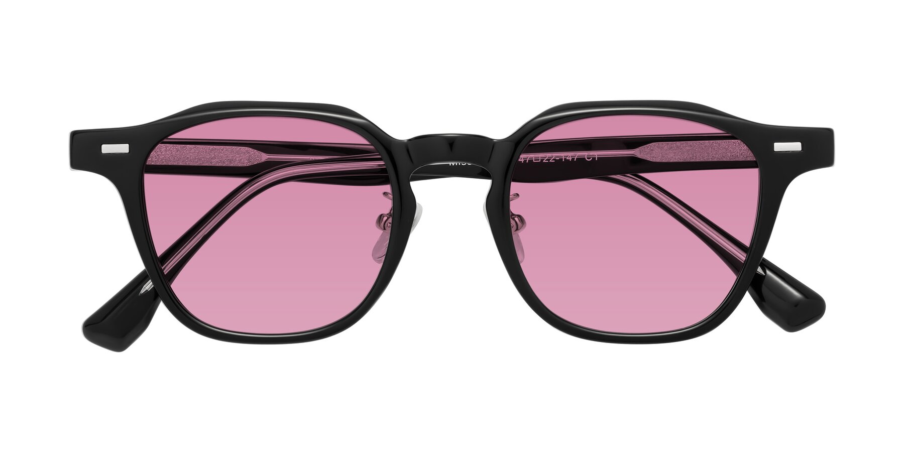 Folded Front of Mississauga in Black with Medium Wine Tinted Lenses