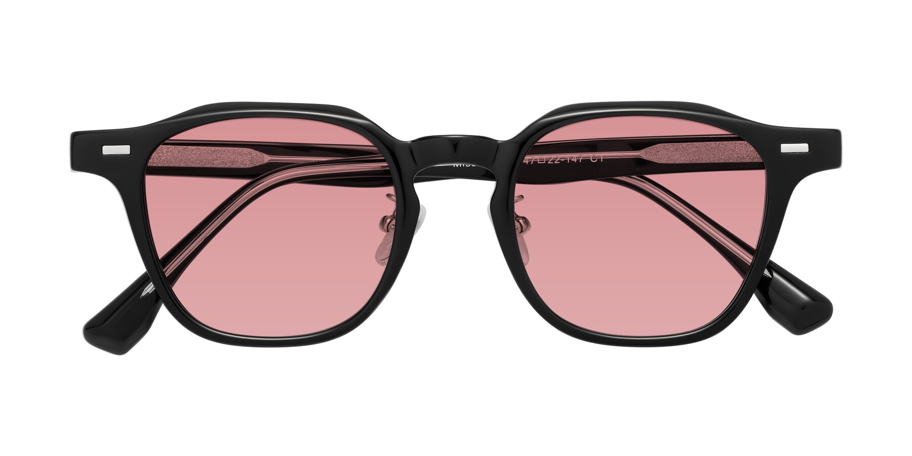 Folded Front of Mississauga in Black with Medium Garnet Tinted Lenses