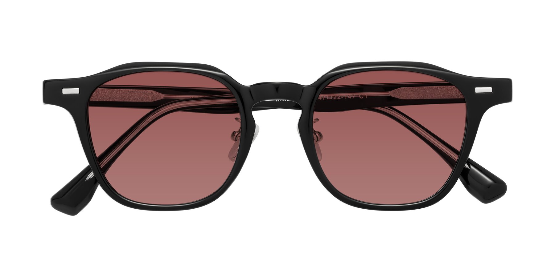 Folded Front of Mississauga in Black with Garnet Tinted Lenses