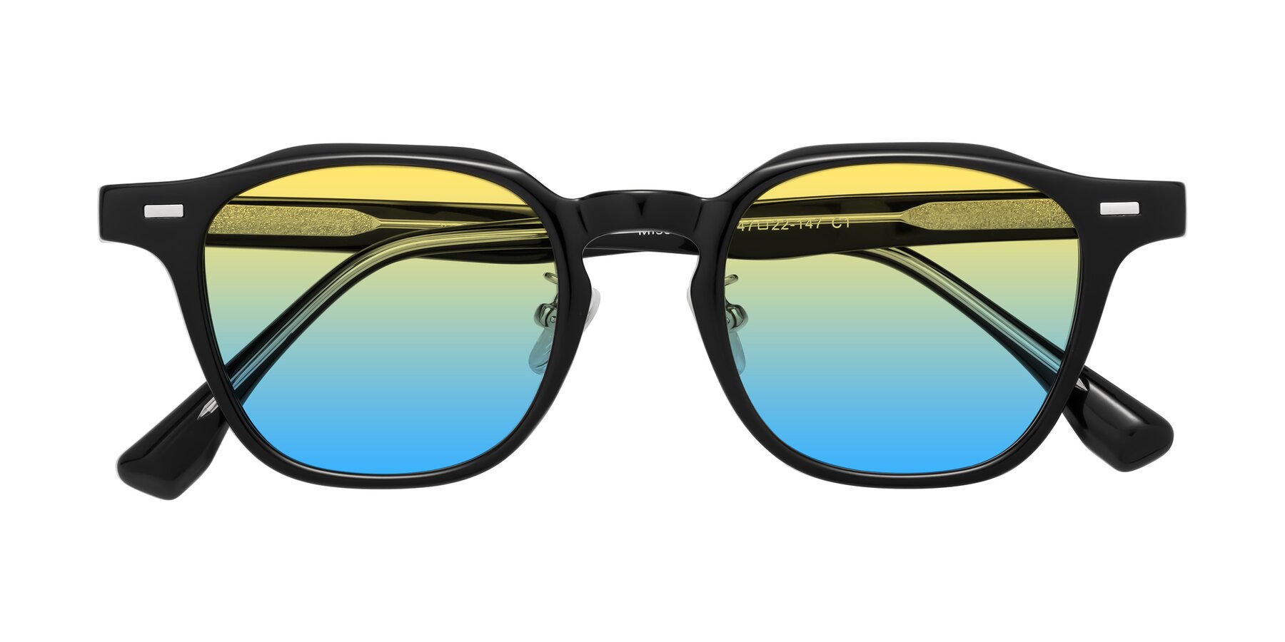 Folded Front of Mississauga in Black with Yellow / Blue Gradient Lenses