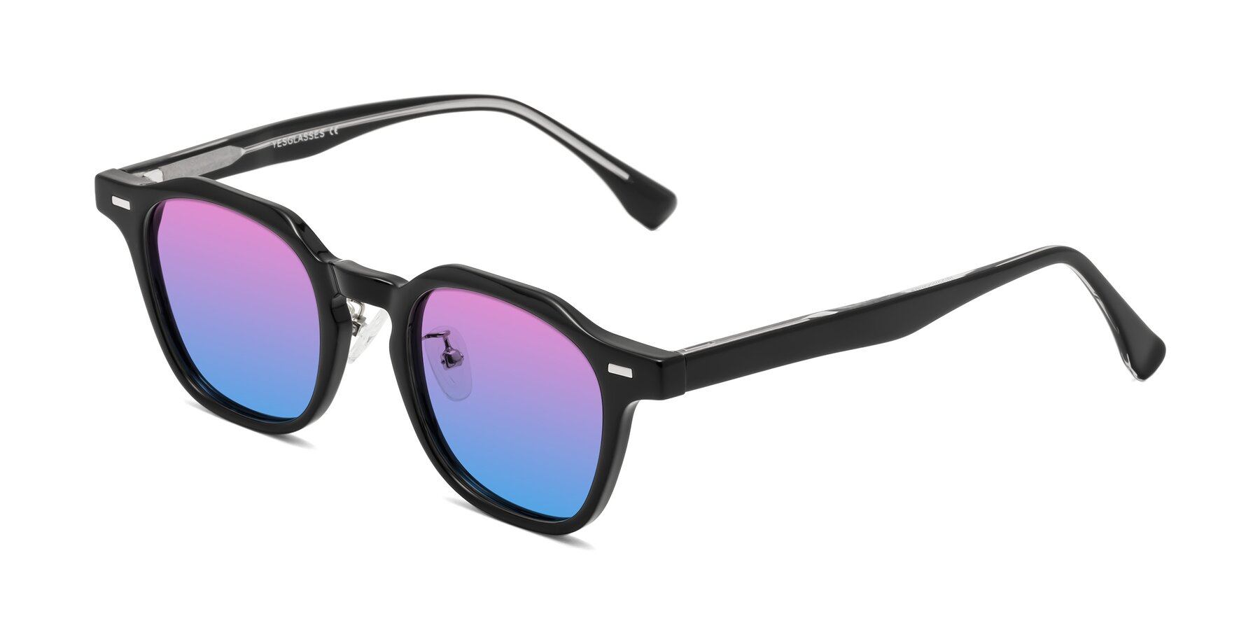 Angle of Mississauga in Black with Pink / Blue Gradient Lenses