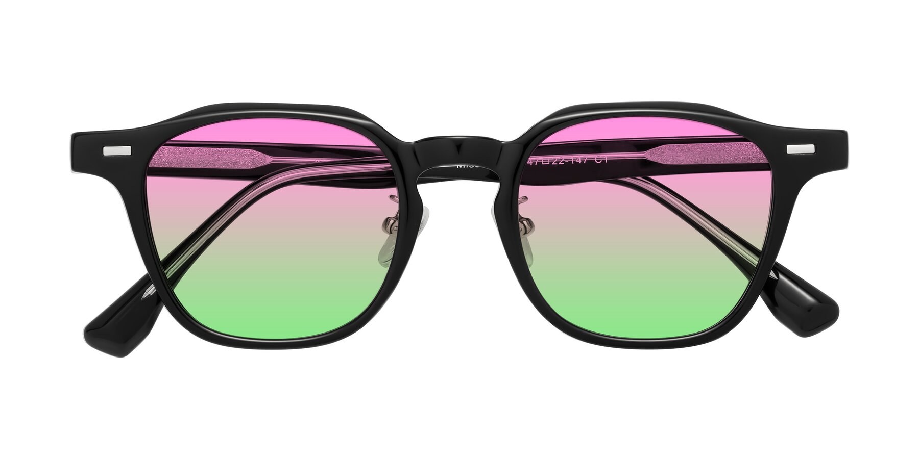 Folded Front of Mississauga in Black with Pink / Green Gradient Lenses
