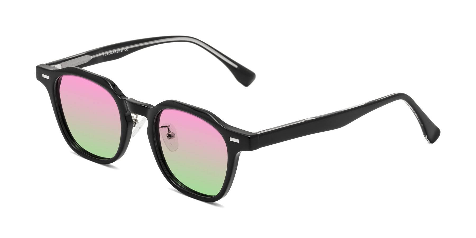 Angle of Mississauga in Black with Pink / Green Gradient Lenses