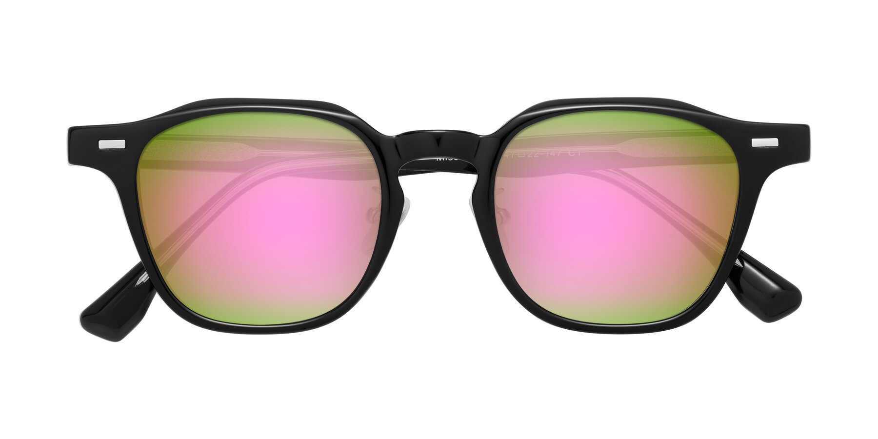 Folded Front of Mississauga in Black with Pink Mirrored Lenses