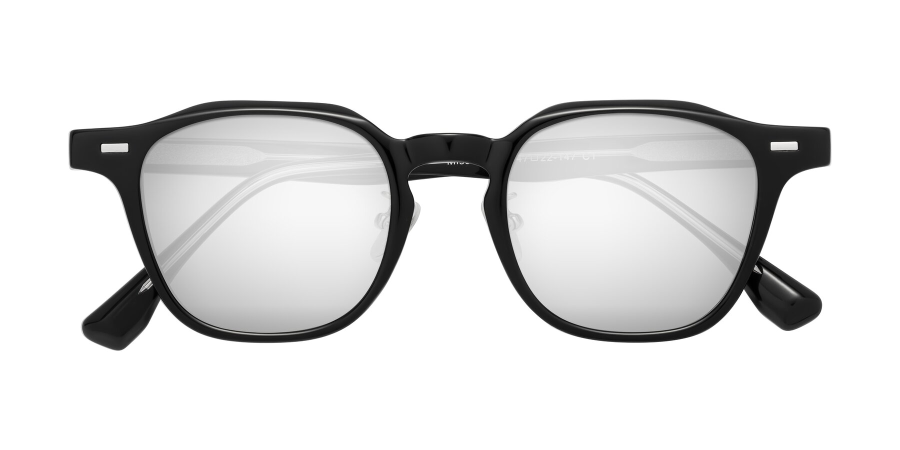 Folded Front of Mississauga in Black with Silver Mirrored Lenses