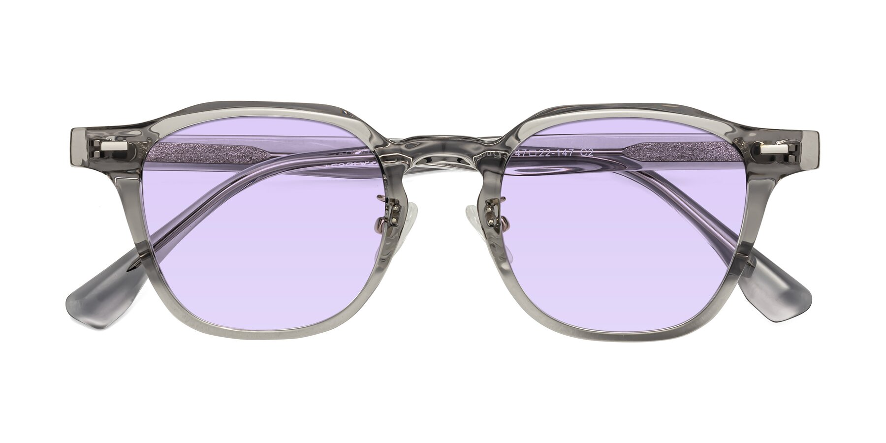 Folded Front of Mississauga in Translucent Gray with Light Purple Tinted Lenses