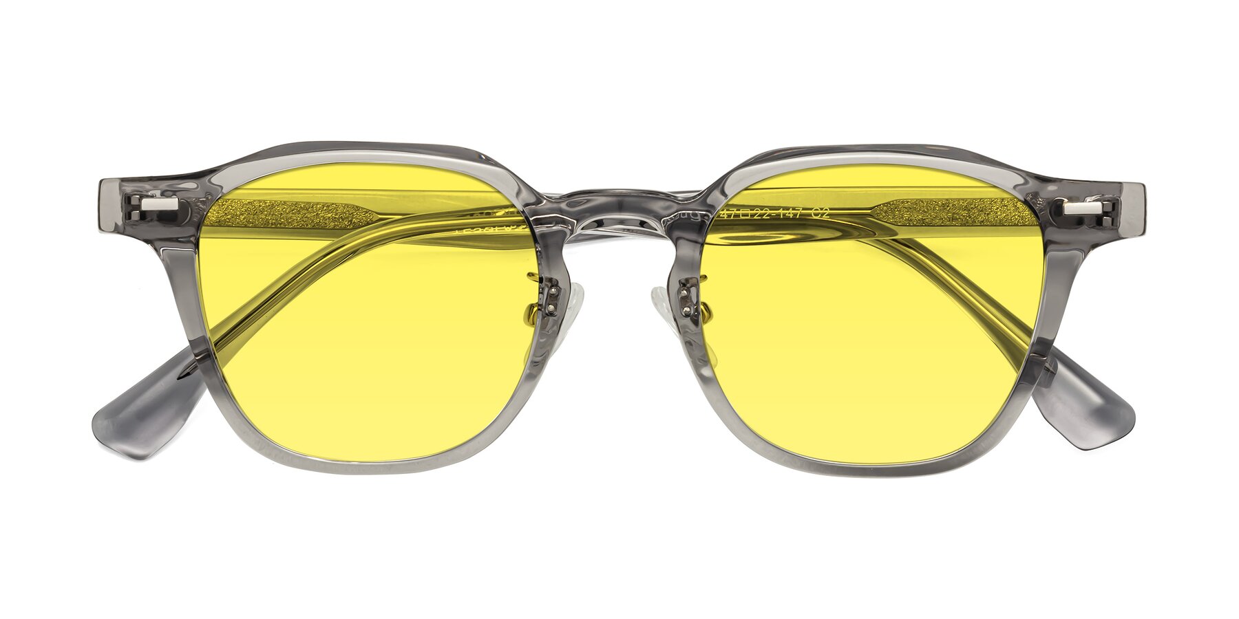 Folded Front of Mississauga in Translucent Gray with Medium Yellow Tinted Lenses