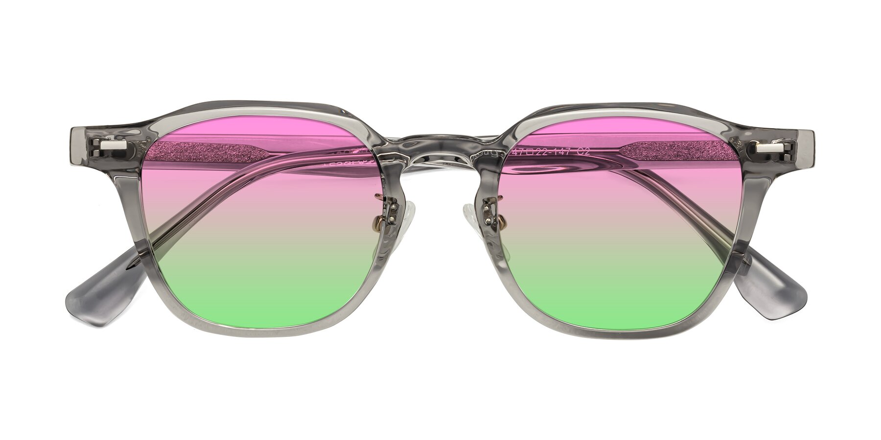 Folded Front of Mississauga in Translucent Gray with Pink / Green Gradient Lenses