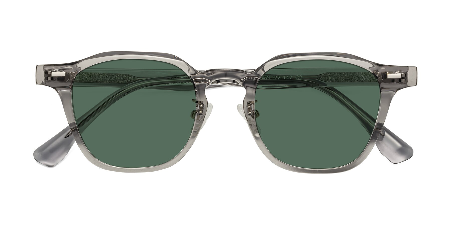 Folded Front of Mississauga in Translucent Gray with Green Polarized Lenses