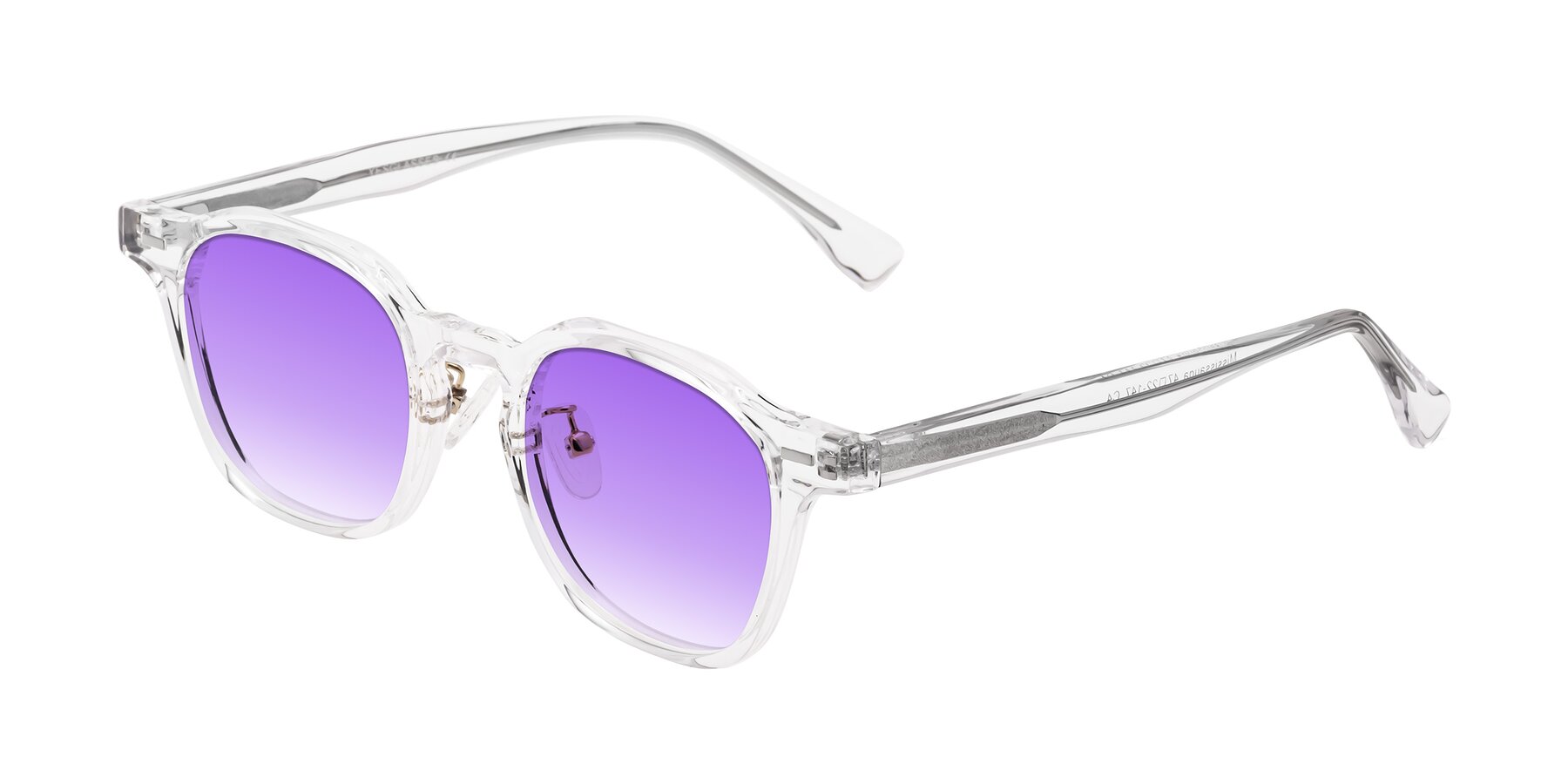 Clear Retro Vintage Low Bridge Fit TR90 Gradient Sunglasses with Purple Sunwear Lenses Mississauga