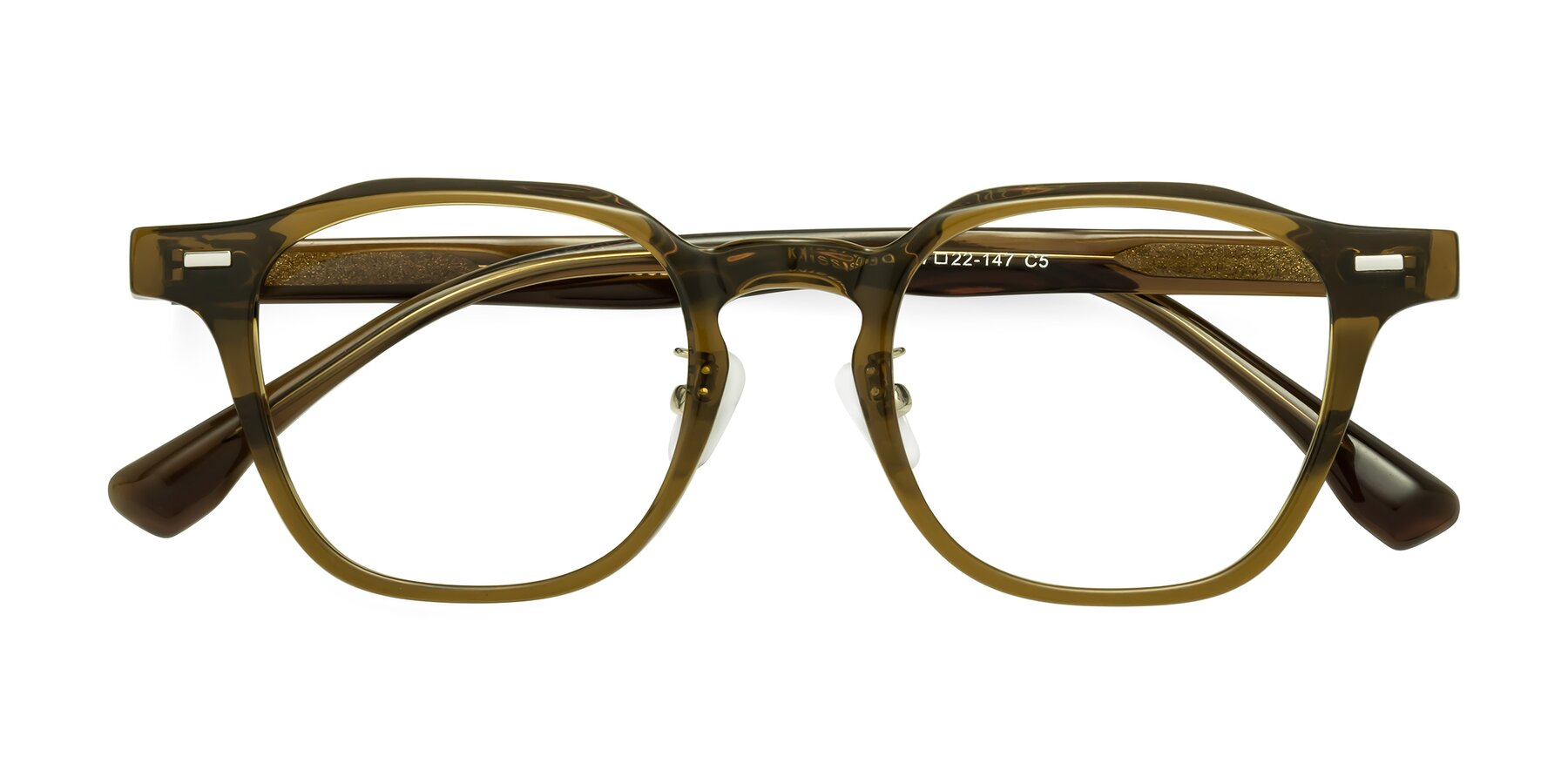 Folded Front of Mississauga in Muddy Brown with Clear Eyeglass Lenses