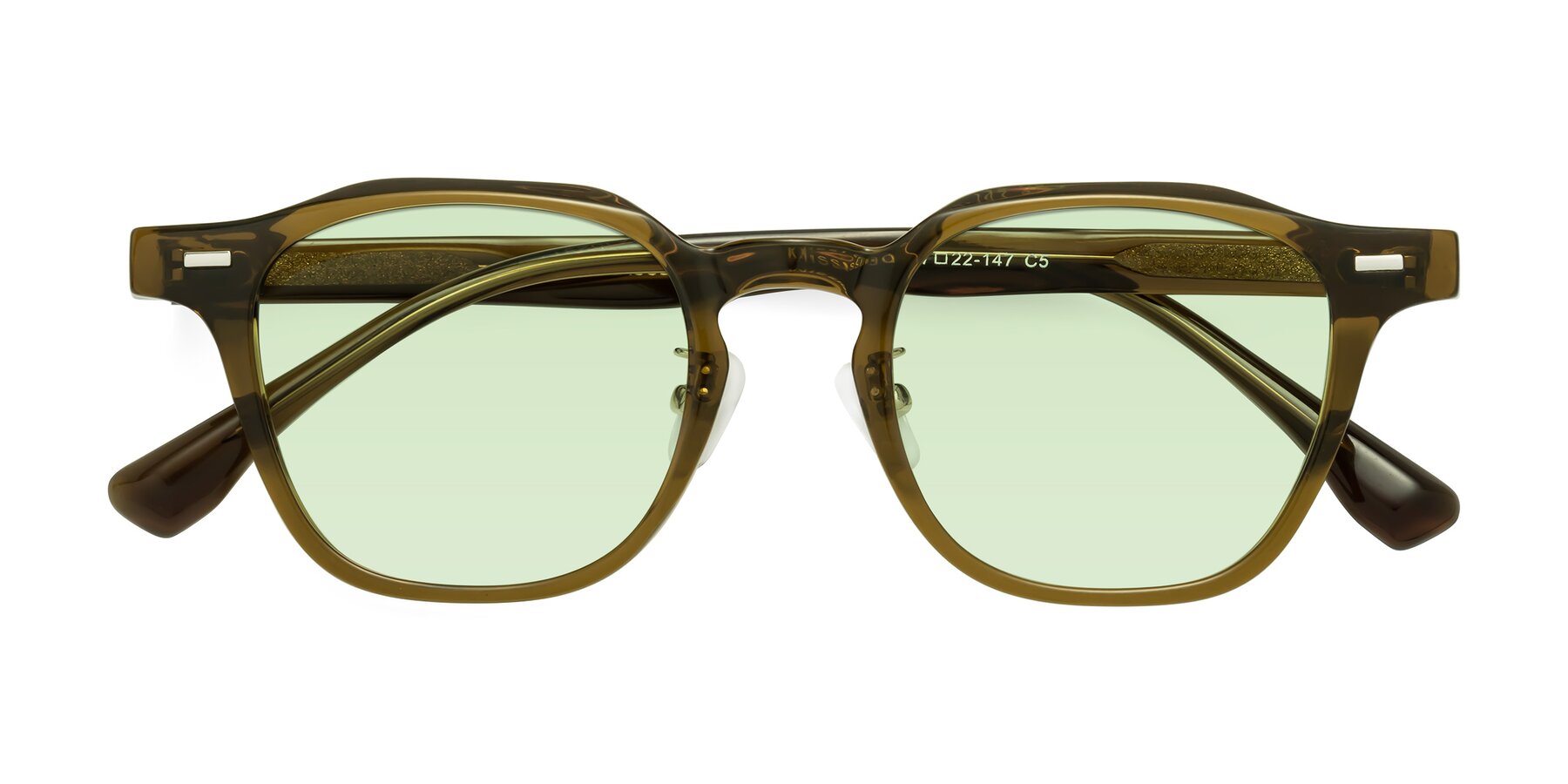 Folded Front of Mississauga in Muddy Brown with Light Green Tinted Lenses