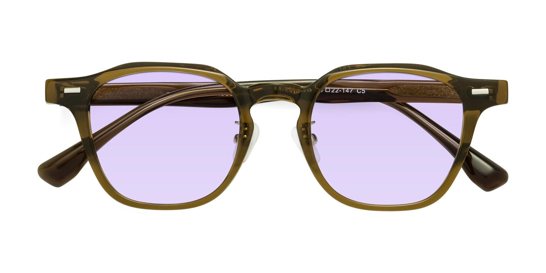 Folded Front of Mississauga in Muddy Brown with Light Purple Tinted Lenses