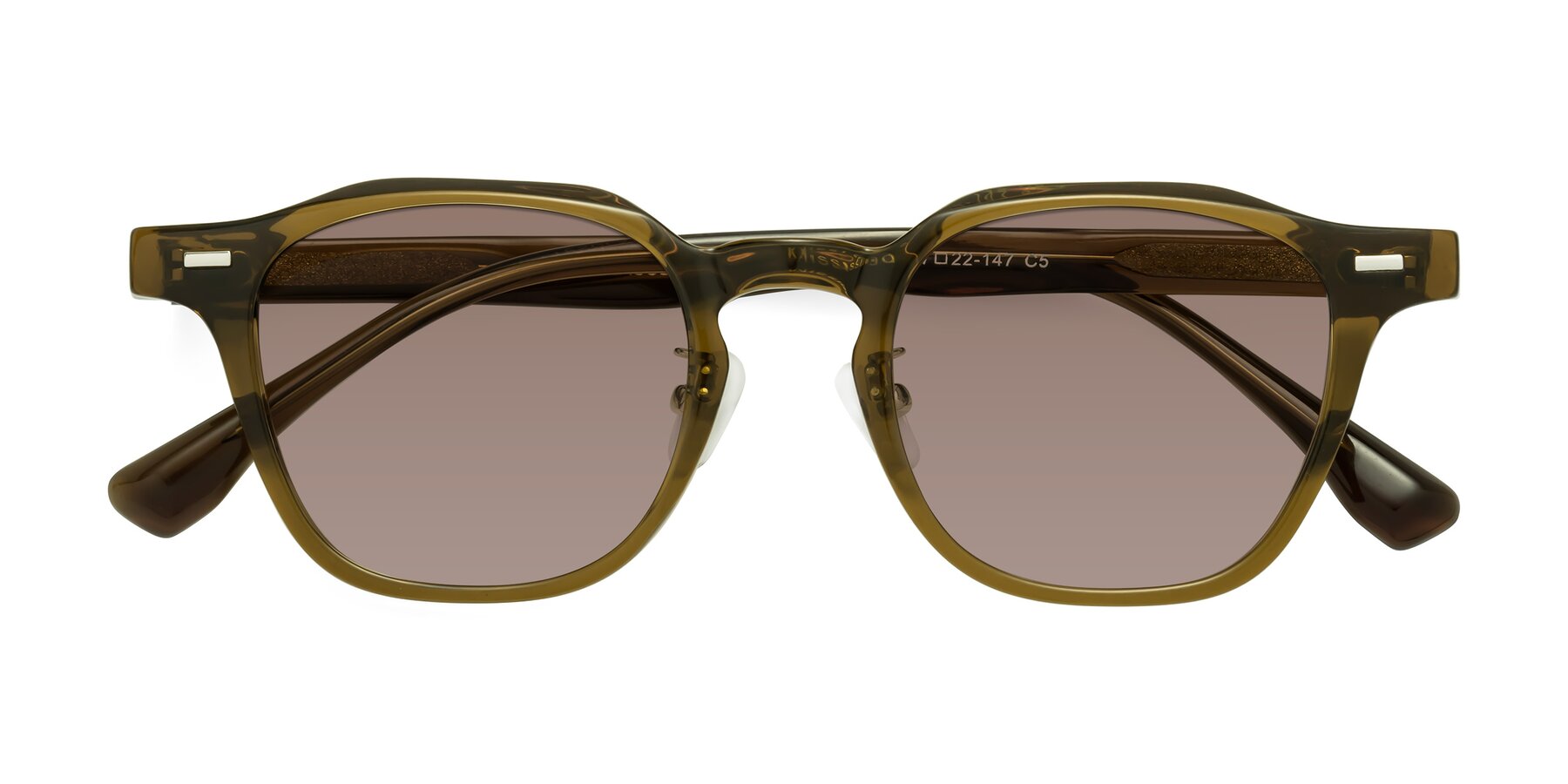 Folded Front of Mississauga in Muddy Brown with Medium Brown Tinted Lenses