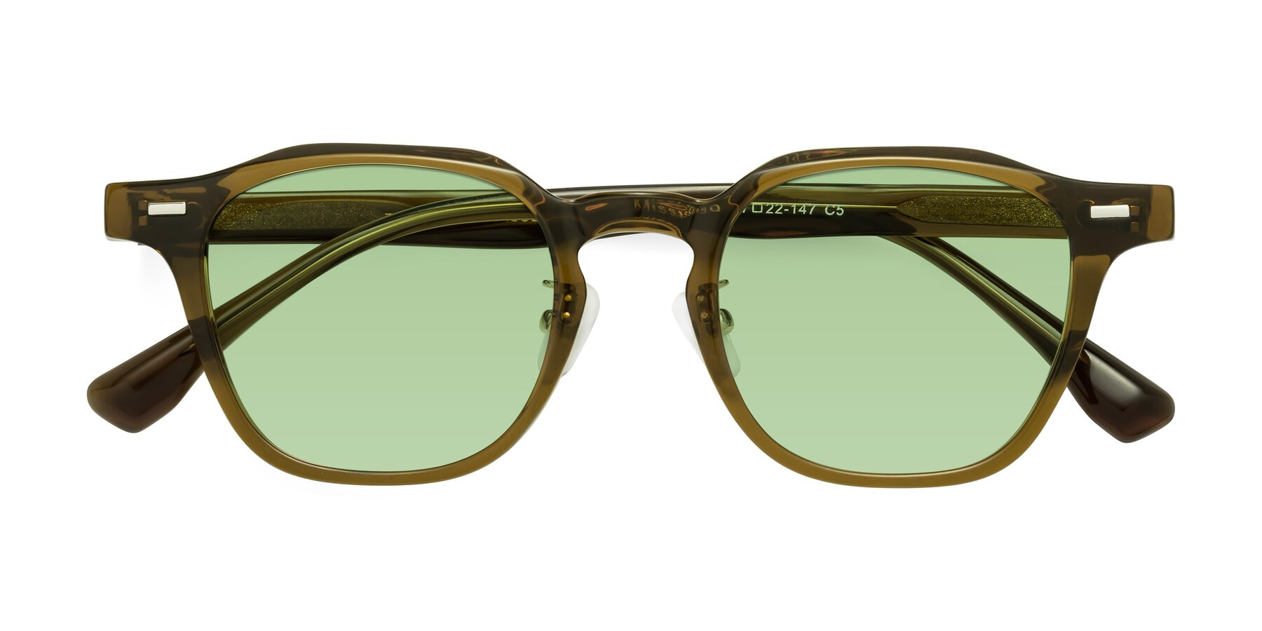 Folded Front of Mississauga in Muddy Brown with Medium Green Tinted Lenses