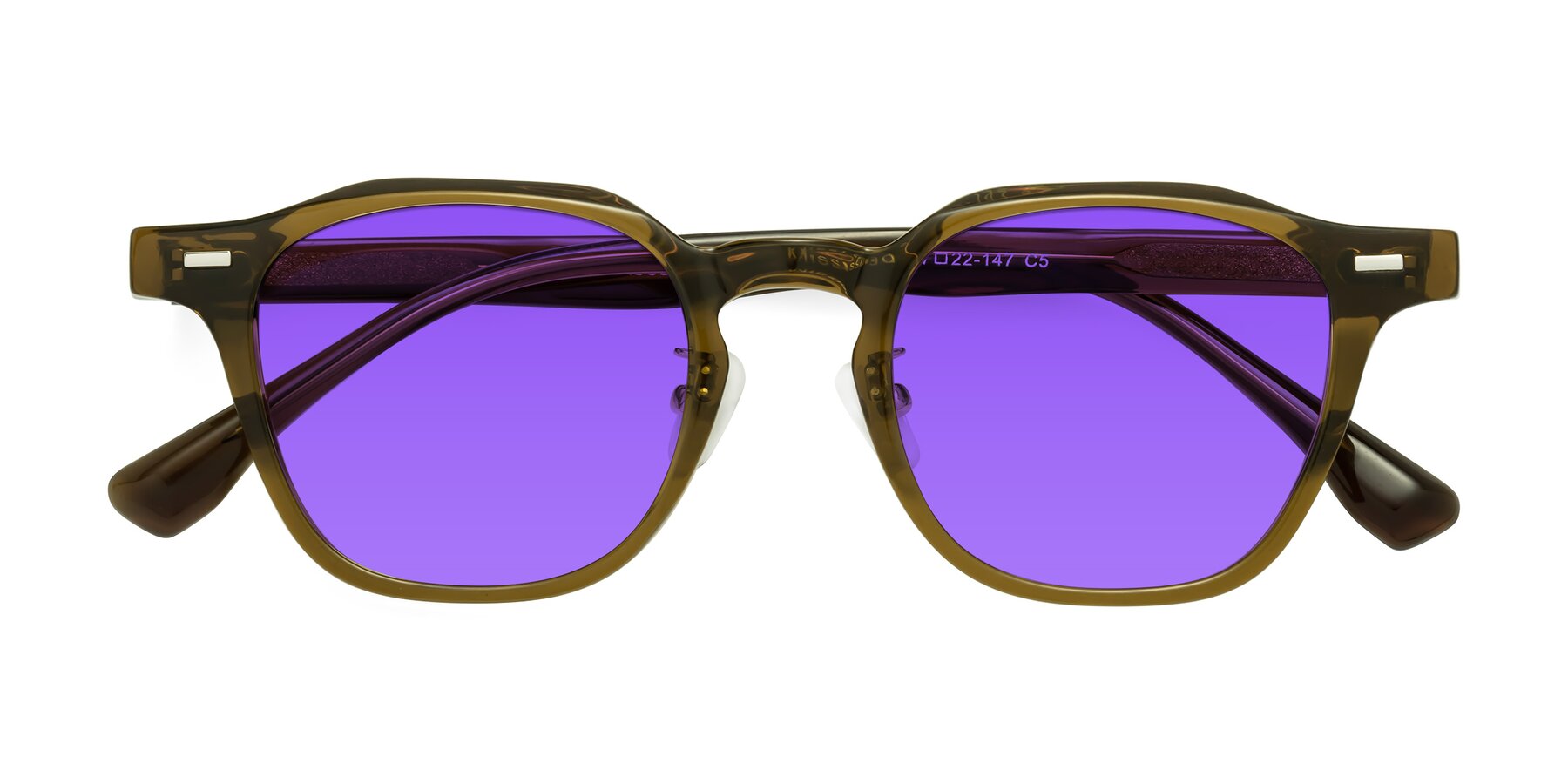 Folded Front of Mississauga in Muddy Brown with Purple Tinted Lenses