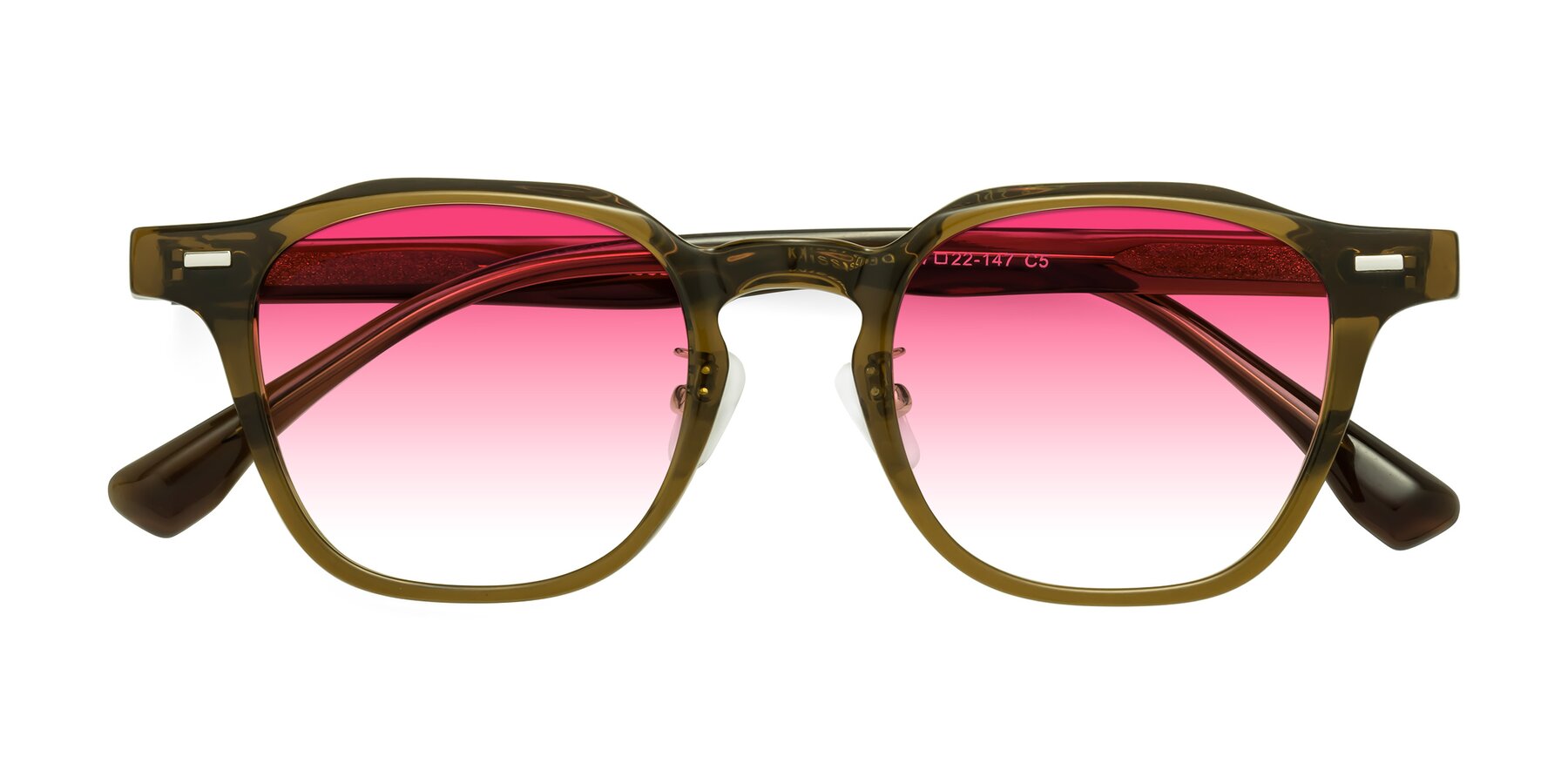 Folded Front of Mississauga in Muddy Brown with Pink Gradient Lenses