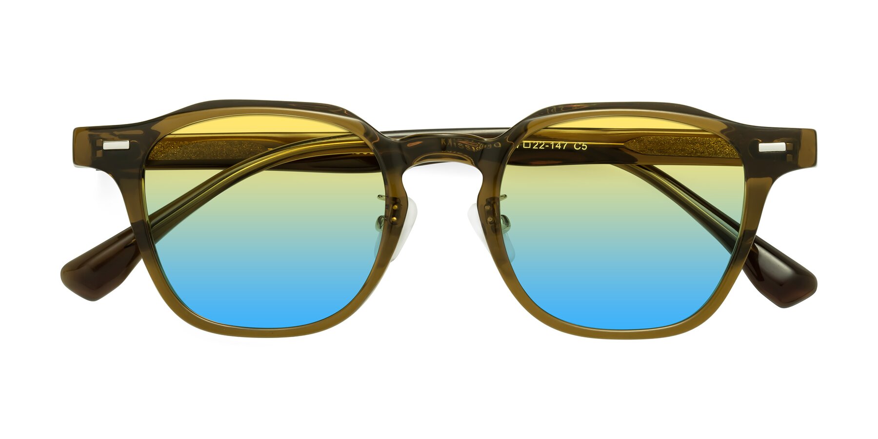 Folded Front of Mississauga in Muddy Brown with Yellow / Blue Gradient Lenses