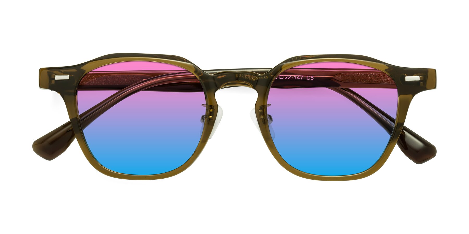 Folded Front of Mississauga in Muddy Brown with Pink / Blue Gradient Lenses