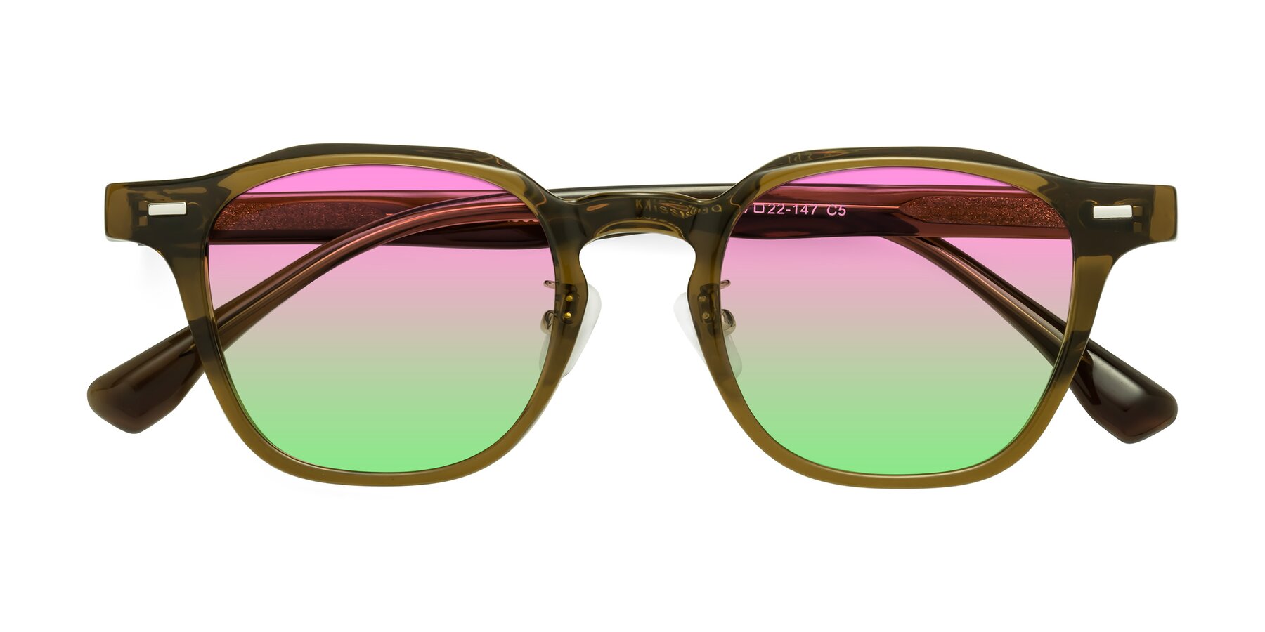 Folded Front of Mississauga in Muddy Brown with Pink / Green Gradient Lenses
