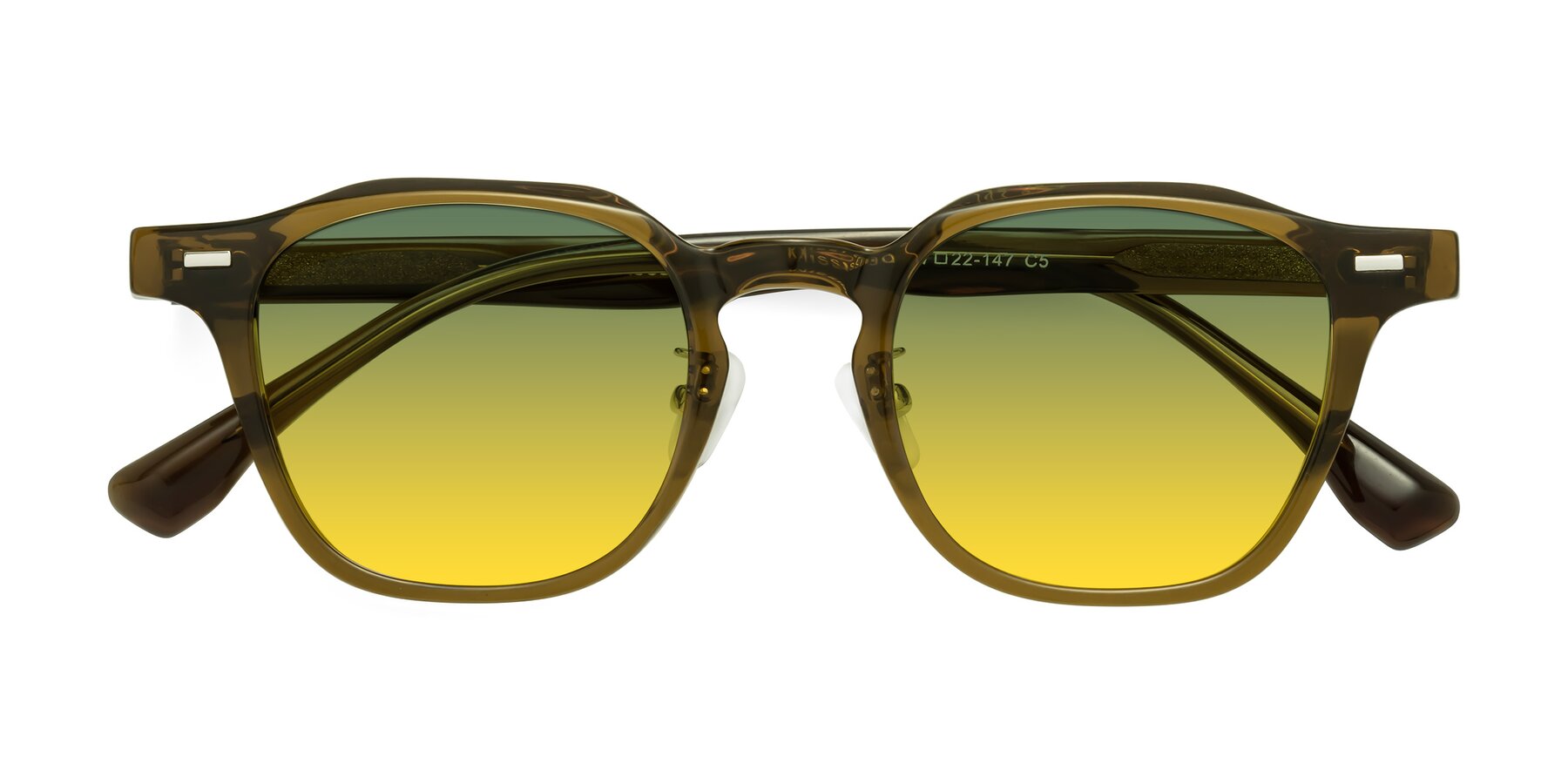 Folded Front of Mississauga in Muddy Brown with Green / Yellow Gradient Lenses