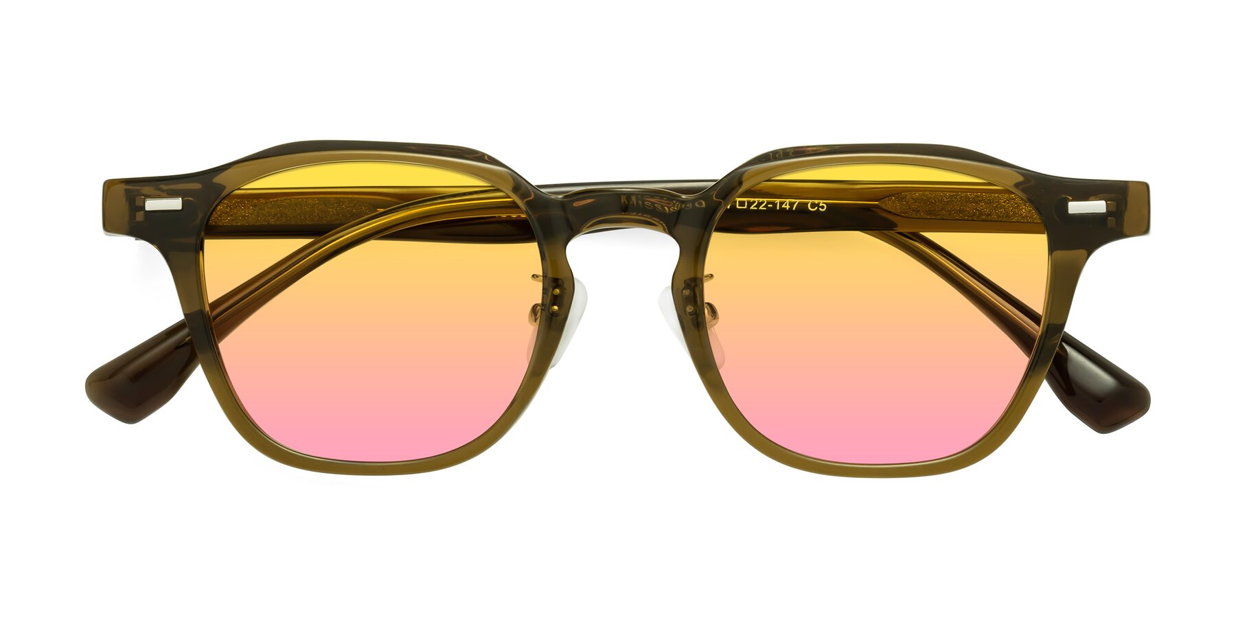 Folded Front of Mississauga in Muddy Brown with Yellow / Pink Gradient Lenses